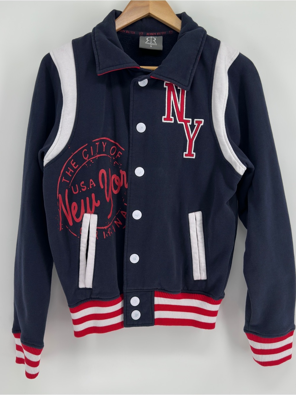 Robin Ruth New York Varsity Jacket Navy Red Size Small